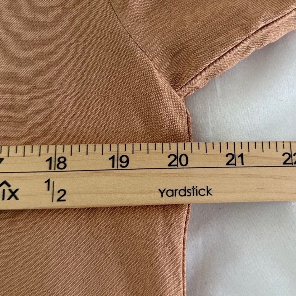 Zara Terracotta Tan Linen Blend Crochet Trim Midi Dress Long Sleeve Womens M - Picture 6 of 11